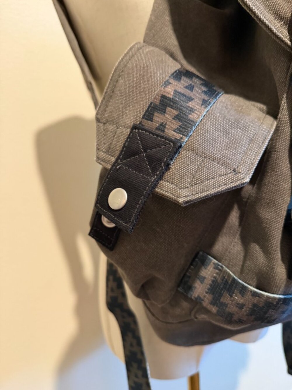 TOMS Olive Green Heavy Canvas Tactical Camo Buckle Backpack - Picture 6 of 9